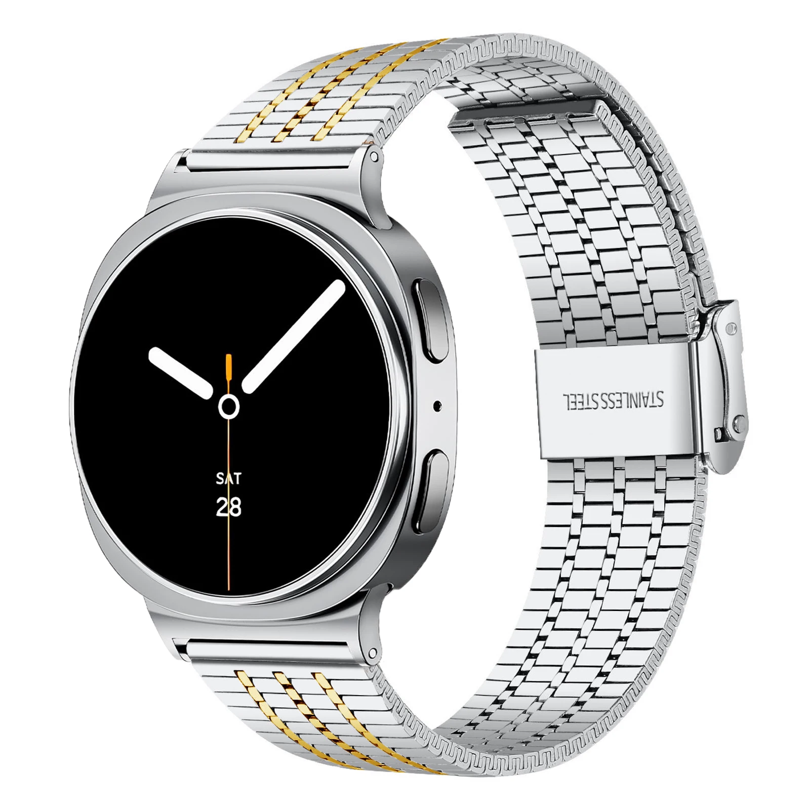 Stainless Steel Seven-Bead Strap with Double Safety Buckle