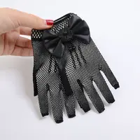Short Children's Wedding Gloves Bow Knot Thin Lace Mesh Gloves Etiquette Dress Gloves Holiday Princess Birthday Party Gloves 6