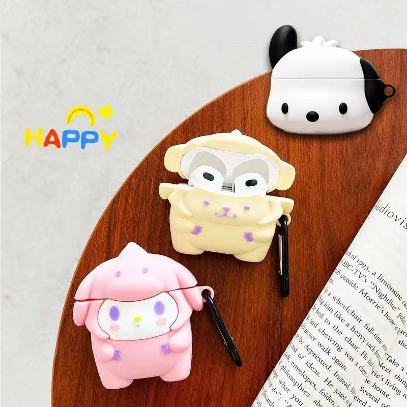 

Sanrio Pachacco Kawaii Mymelody Pompom Purin Apple Airpodspro3 Cartoon Bluetooth Headset Pvc Cartoon Protective Soft Case
