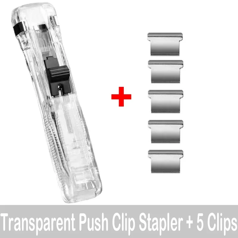 push stapler Clip Stapler Reusable Push Clamp Book Binding Machine Office Accessories Paper Documents File Stapler School Supplies