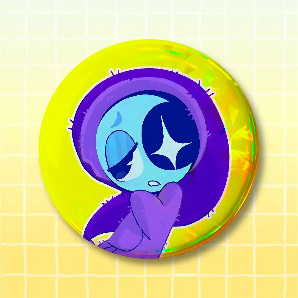 Astro D-Dandys Game-Themed Round Badge Pin Set – Decorative Metal Pins with Laser Film Finish