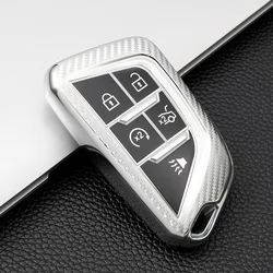 Premium TPU Car Remote Key Cover Case for Cadillac and Corvette - Key Bag Shell Holder Accessories (Silver)