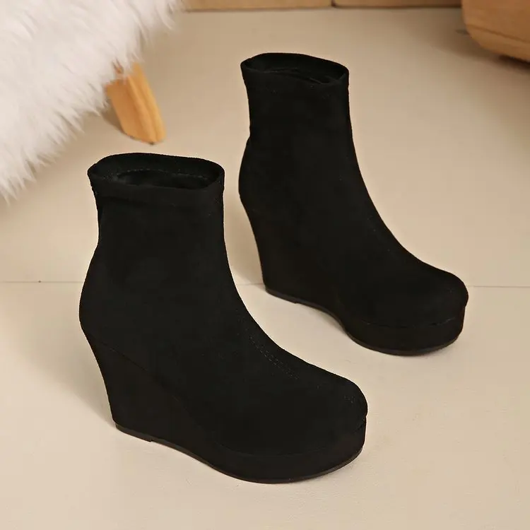 Damen Stiefeletten Mit Plateau Und Keilabsatz Für Mehr Höhe_voghion.com