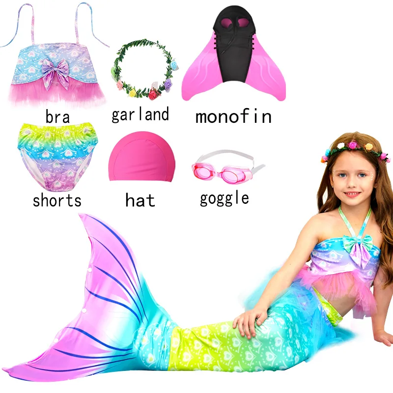 

Kids Swimming Mermaid Tail Summer Cosplay Garland Children Cute Girls Fantasy Swimsuit Birthday Pool Party Gift