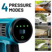 Pistolet de lavage haute pression électrique sans balais Gisam 250 bars, 4 vitesses, pour le lavage domestique et automobile, compatible avec batterie Makita 18V 4