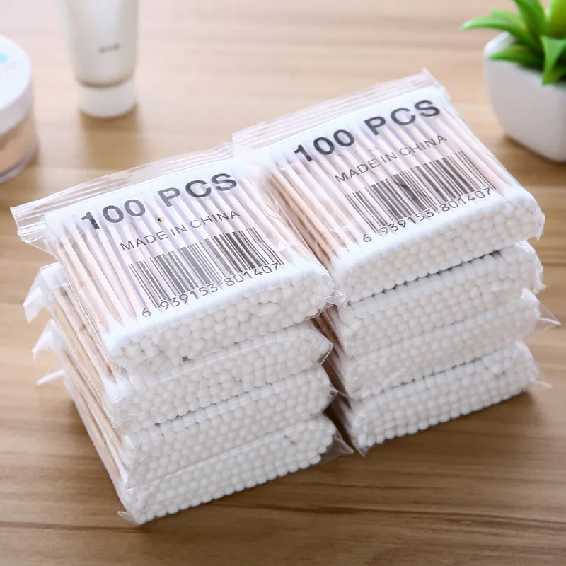Double Head Cotton Swab Makeup Cotton Buds Household Makeup Removal Ear Digging Hygiene Cleaning Disposable Swabs 500Pcs