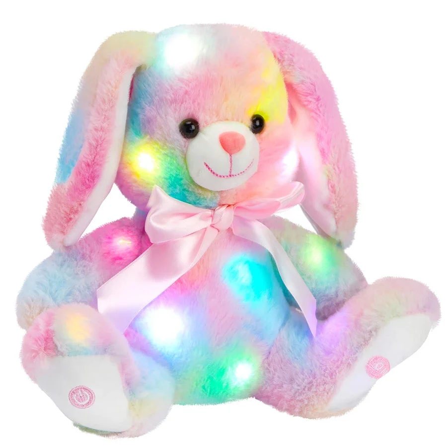 Plush Toy 27cm Musical LED Light Plush Toys Cute Kawaii Pillows Luminous Stuffed Animals Toy Doll Soft for Girls Children Decor Home