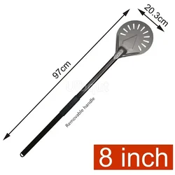 Compact Perforated Pizza Peel with Non-Slip Wooden Handle - Aluminum Pizza Shovel (8 inch 97cm)
