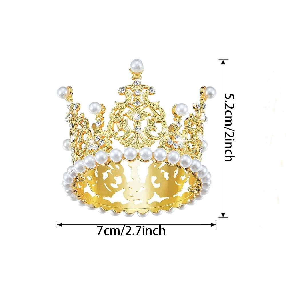 Mini corona decorazione torta principessa Topper perla di cristallo Tiara ornamenti per capelli per bambini decorazione torta festa di compleanno di nozze  15
