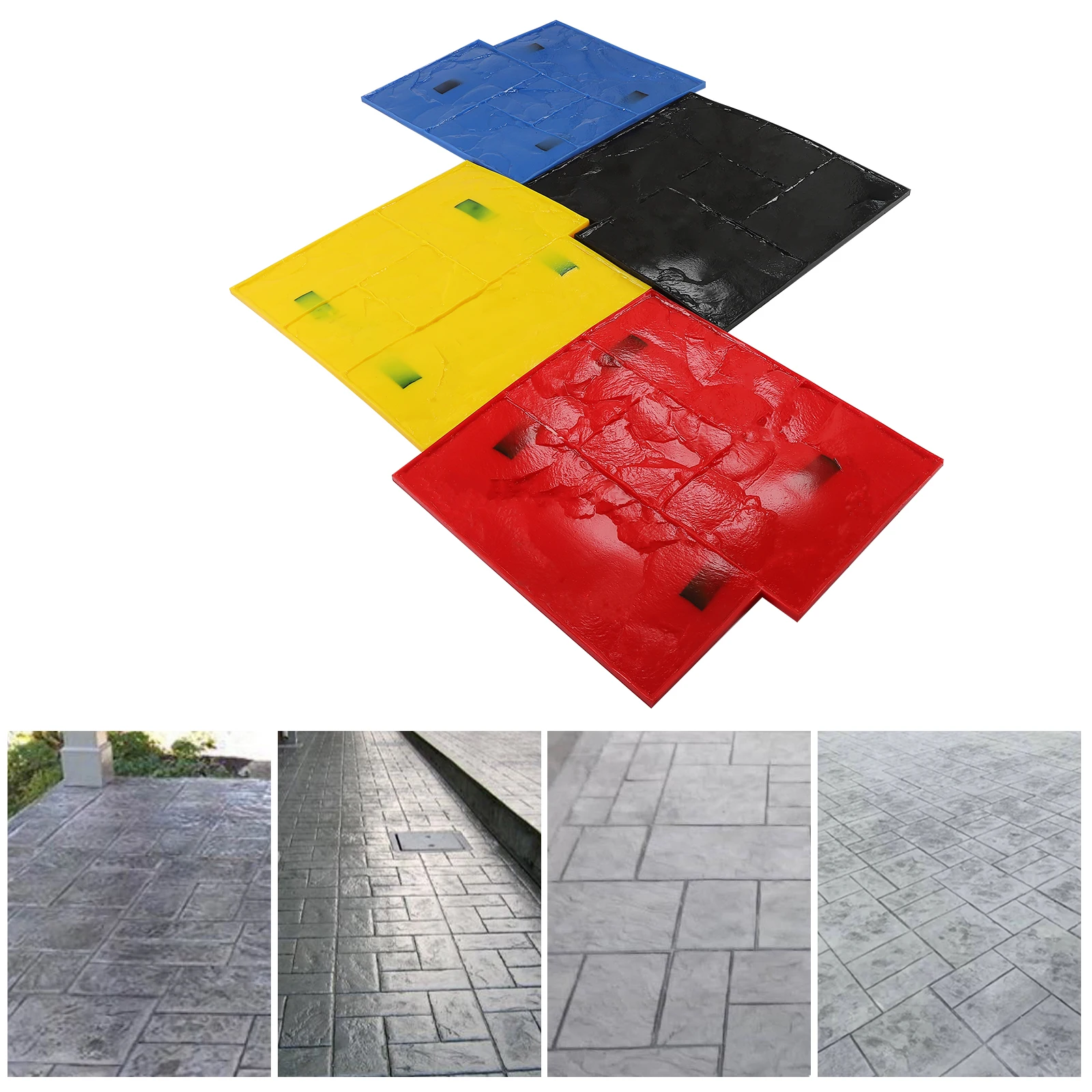 4 Pcs Concrete Texturing Skin Polyurethane Concrete Stamping Mats Set 24"x24" Texture Patterns Stamps For Walls Floors
