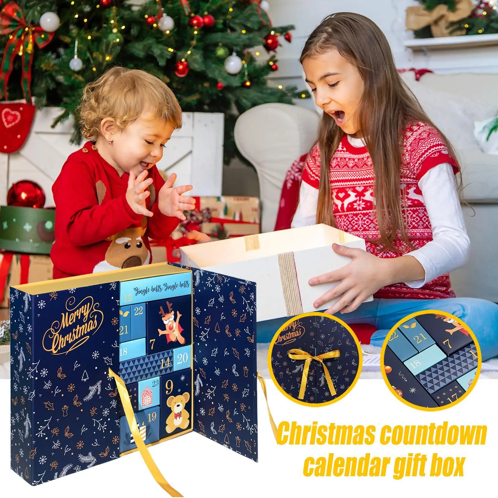 Foldable Christmas advent calendar  box Christmas advent calendar 24 days Christmas Eve advent calendar gift filling empty box