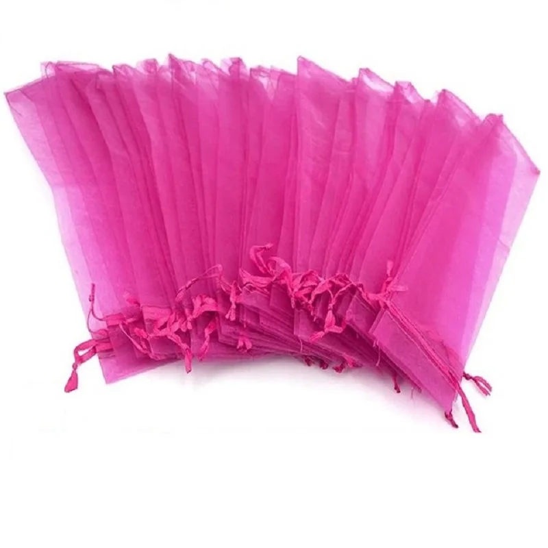 100pcs / lot 8color Silk pouch for hand fans organza gift bag gift pouch for hand fans with drawstring