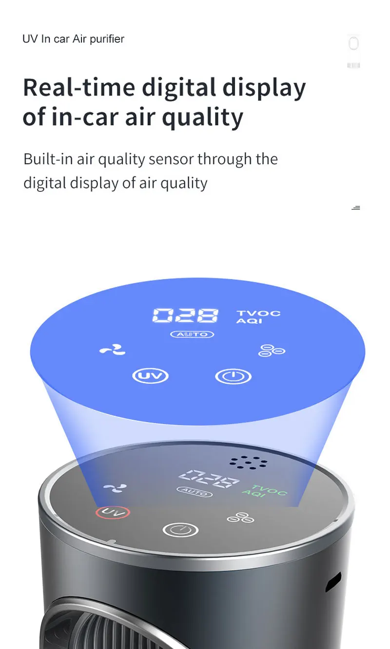 Air purifier for Cars Vehicle Sterilizer UVC Negative ions Ozonizer Portable Air Disinfectant Car Interior Cleaner Deodorant