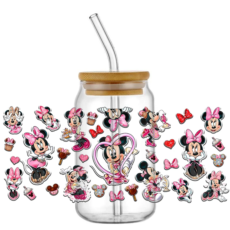 Miniso Cute Kawaii Mouse 16oz Cup UV DTF Wrap Self-adhesive Transfer Decals Custom Wrap Printing sticker cups cup wraps uv dtf wrap transfer
