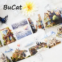 2m/Roll European Style Architecture PET Transparent Tape Decorative Adhesive Stickers for Scrapbooking Journal Card Making 2