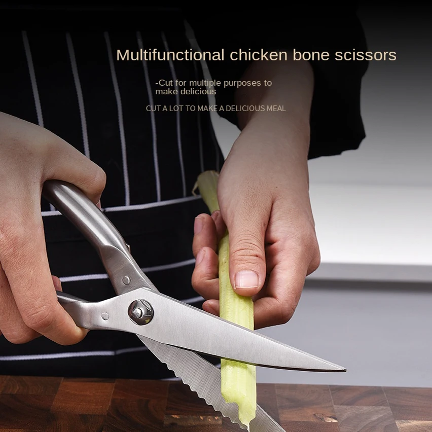 Upgrade Multi-purpose Kitchen Scissors Powerful Chicken Bone Scissors Large Household Food Stainless Kitchen Knife