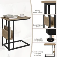 WOLTU Table basse en forme de C Table d'appoint de conception industrielle avec espace de rangement Table de canapé Table de chevet mince pour salon chambre 5
