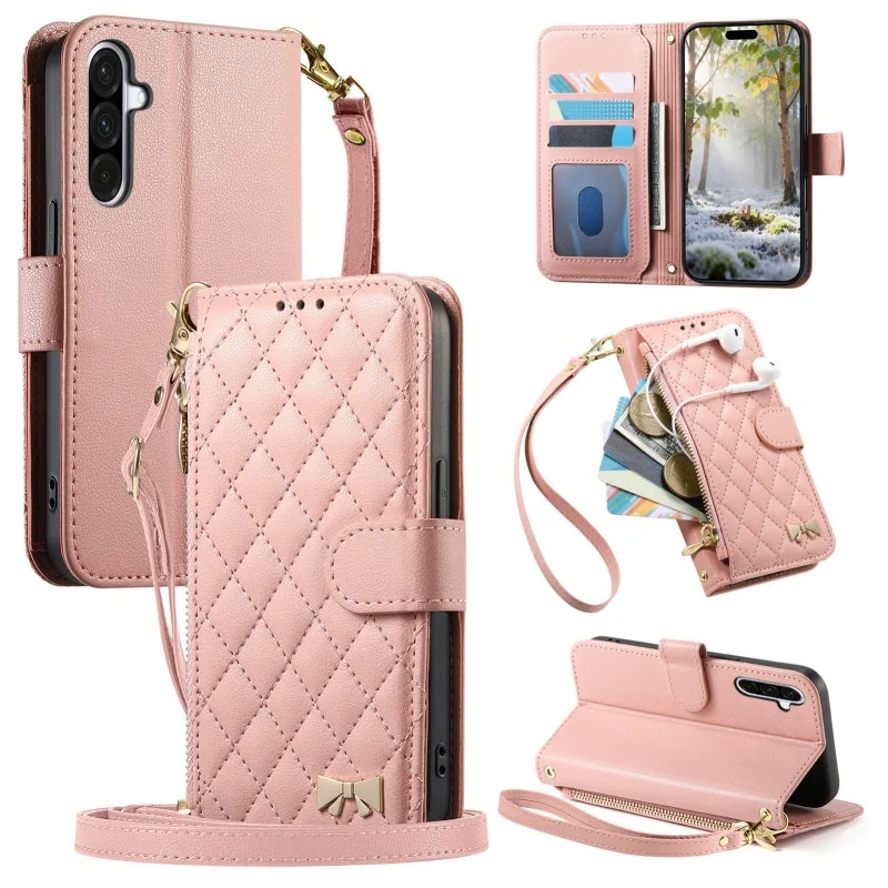Lanyard Leather Wallet Phone Case - Stylish and Functional  Cover