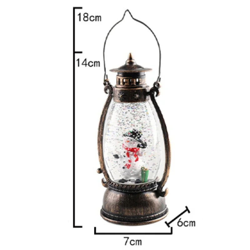 Christmas Decor Light Crystal Ball Luminous Portable Oil Lamps Floating Snow Lights Christmas Wind Lantern Gift Desktop Ornament