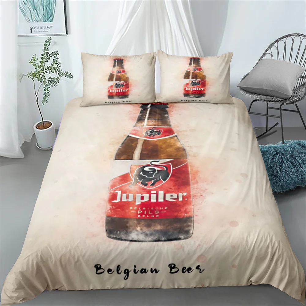 Beer Bottle Duvet Cover Set Watercolour Style Colourful Summer Drinking