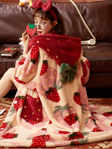여성용 딸기 잠옷: 따뜻함과 귀여움을 한 번에 느끼세요! 추천