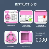 Hot Selling-Electronic Piggy Bank Automatic Mini Security Coin Cash Savings Box Password Key Lock Bank ATM Gift For Children,Ele 2