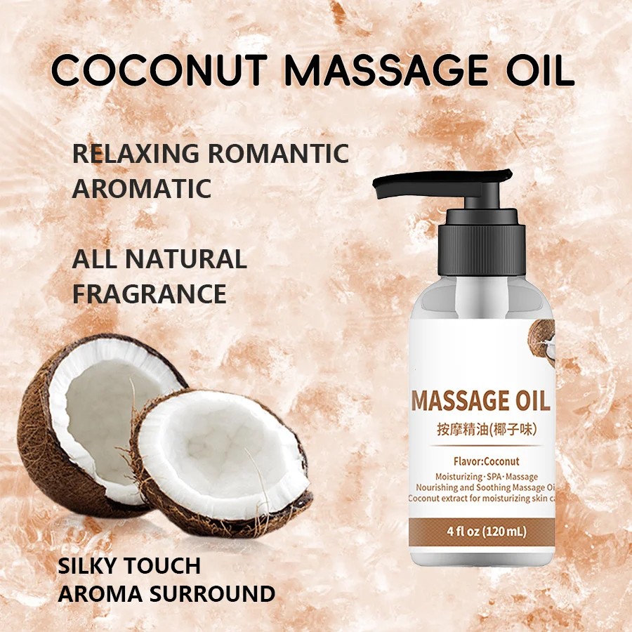 Pure Natural Organic Coconut Relaxing Anti Cellulite Body Skin Massage Body Oil Sore Muscle Valentines for Date Night body massage oil