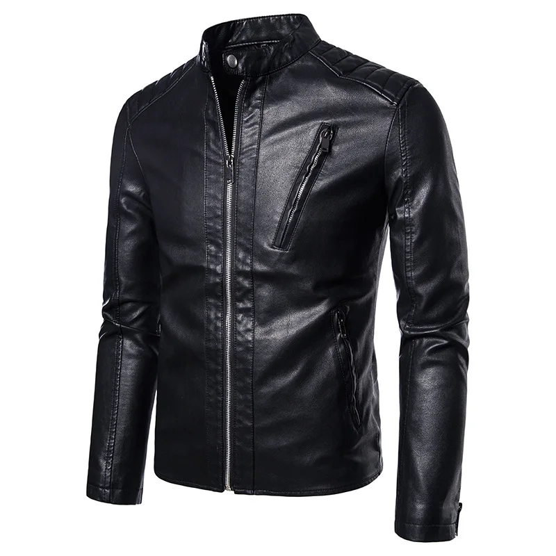 

Spring And Autumn Season Brand Thin Leather Coat Men's New Korean Business Trend Pu Leather Jacket Large Motorcycle Coat