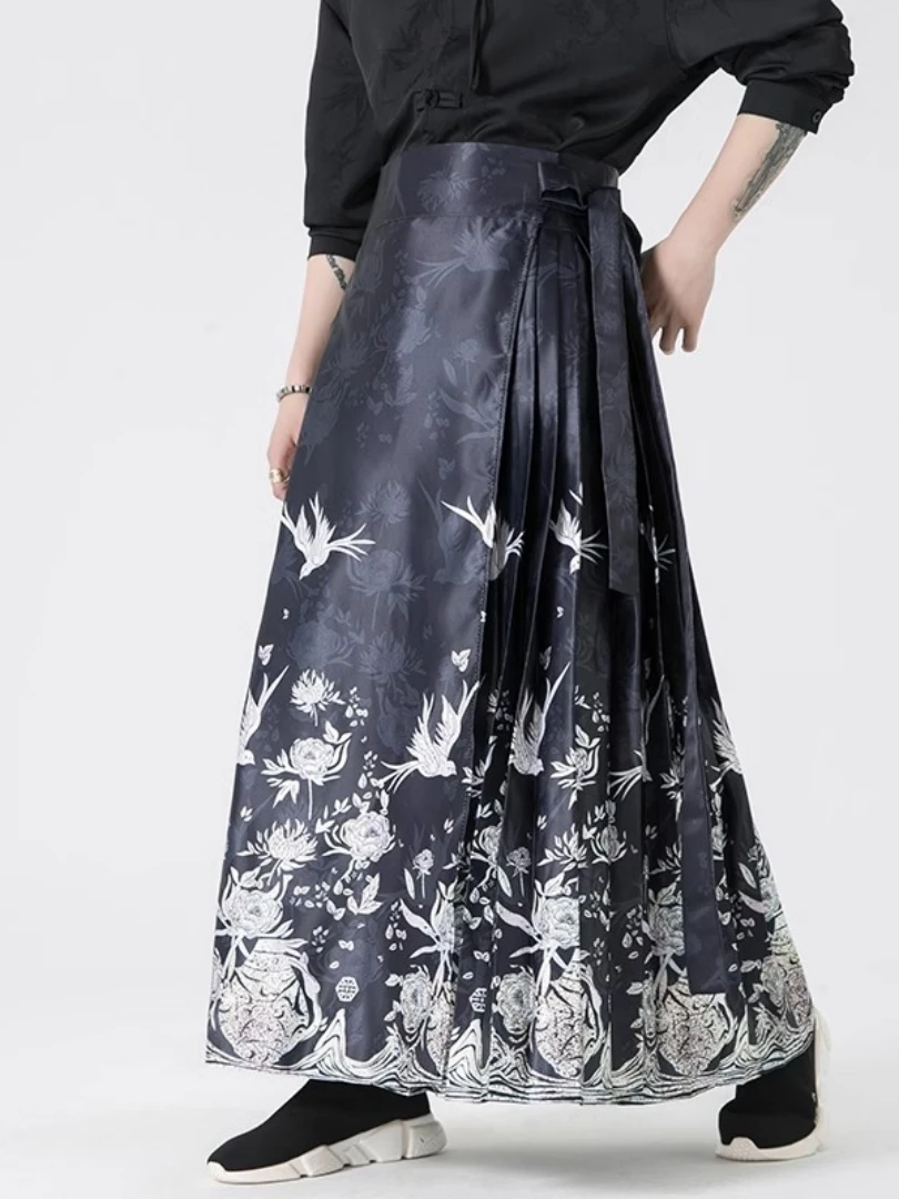 men hanfu pants Spring Men Skirt Pants Hanfu Horse Face Skirt Vintage Streetwear