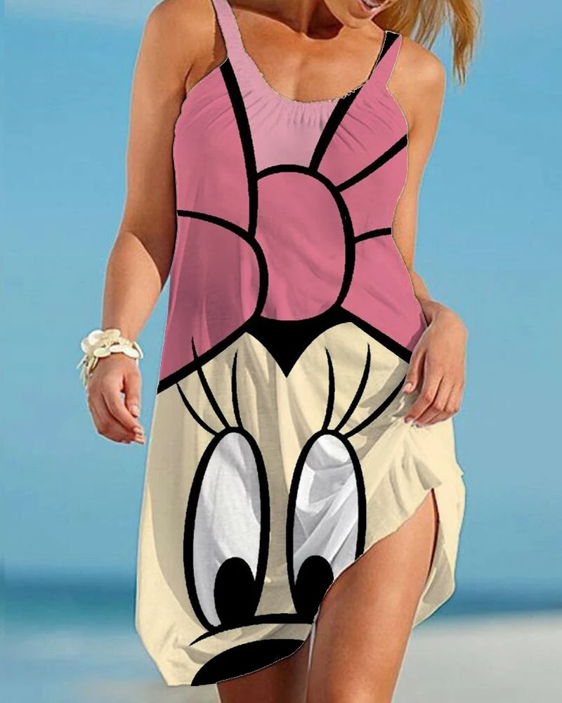 

Disney Minnie Mickey Women's Dress Is Comfortable And Versatile, Beach Is thin, Covering The Flesh And Breast, Casual Beachwear