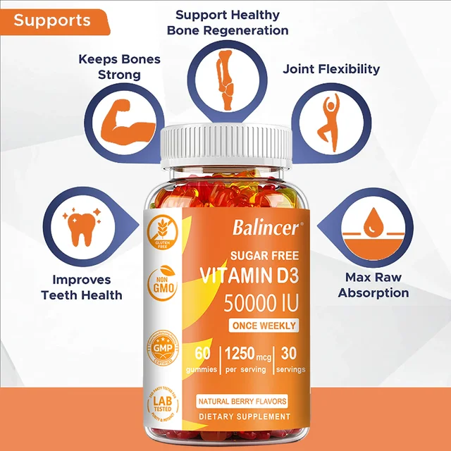 664-8010e7.jpg Sugar Free Vitamin D3 Gummies - Supports Mood, Immune System, Energy, Bone, Heart and Joints, Promotes Red Blood Cell Production