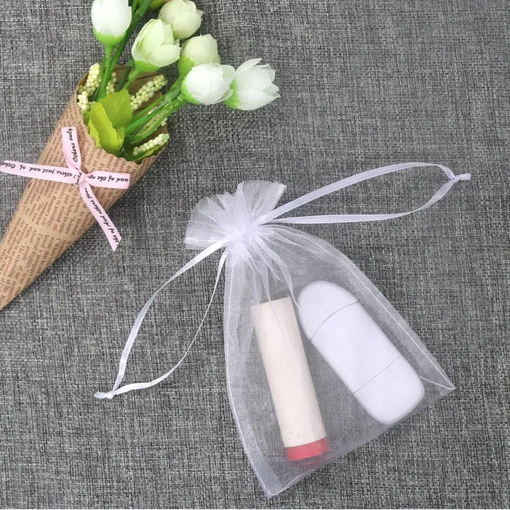50 Stücke Weiß Organza Kordelzug Schmuck Beutel Taschen Für Hochzeit Party Weihnachtsgeschenke Süßigkeiten Verpackung Kleine Unternehmen Großhandel – Detail 6