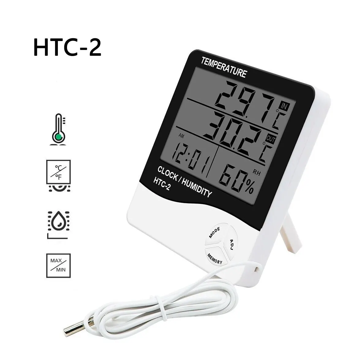 Stazione Meteorologica Wireless Per Interni Ed Esterni Termometro Igrometro Con Sensore Esterno Display Lcd Monitor Digitale Della Temperatura E Dellumidita Con Retroilluminazione Bianco 90139873 - Foto 10