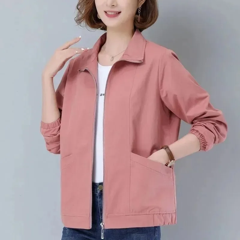 

2022 New Autumn Fashion Women Jacket Long Sleeve Windbreaker Famale Pocket Zipper Basic Coat Loose Jacket Outwear