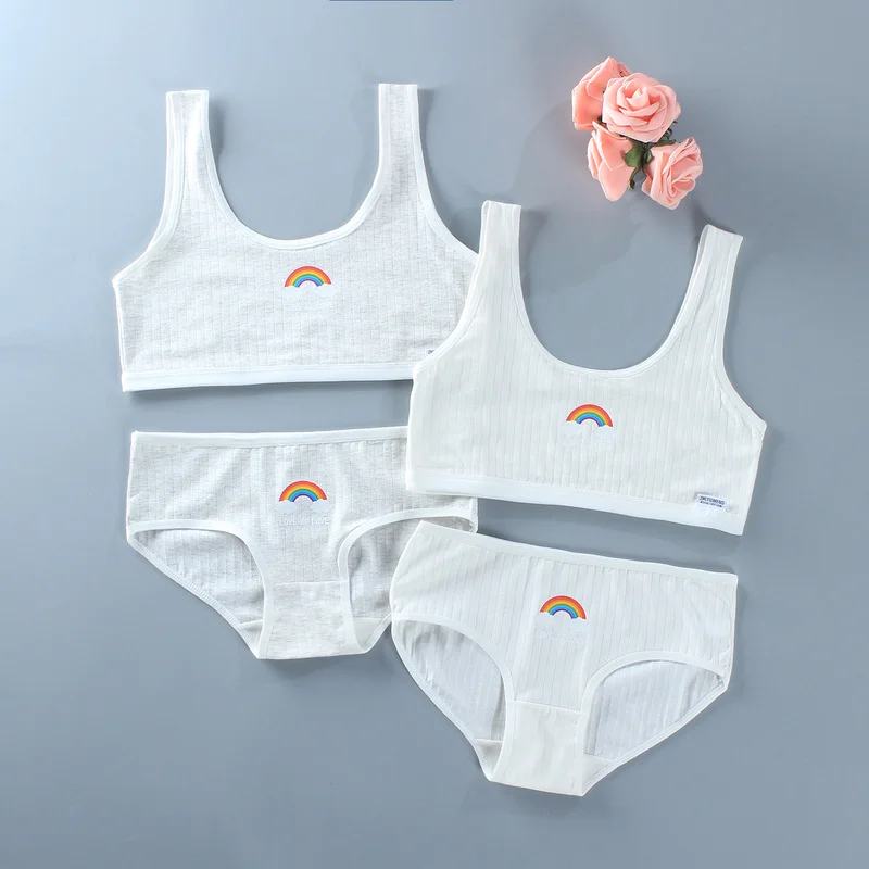 3Pcs/Lot Cotton Lace Bras for Kids Girls Sport Training Child Underwear  Tops 8-14years