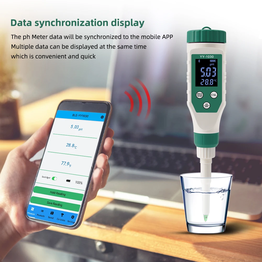 Digitální Bluetooth jídlo kyselost měřič 0.00~14.00 vysoký přesnost senzor chytrá temp acidity tester pro alkoholové kvašení ovoce sýr maso konzervárenský