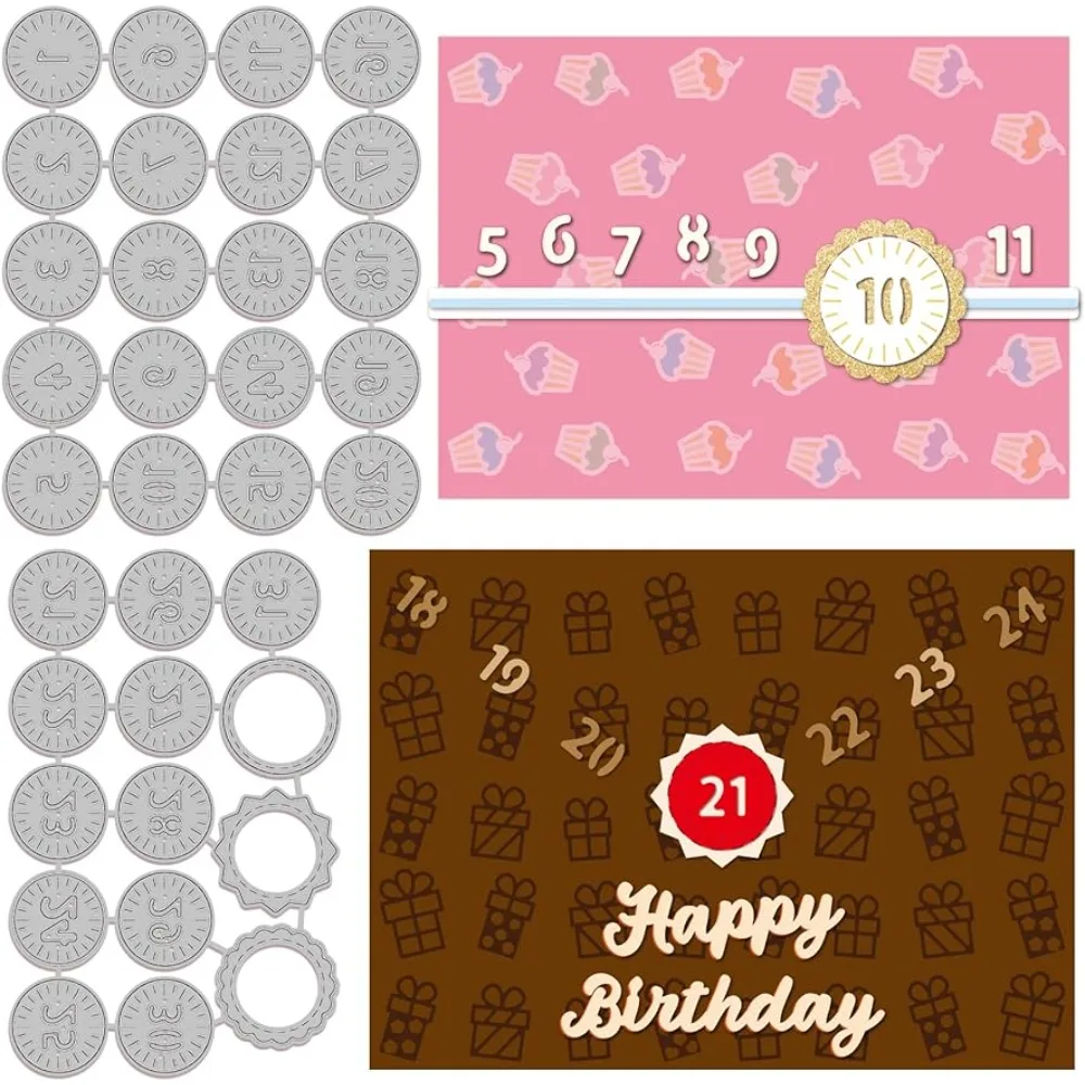 

2Set 34Pcs Number Letter Cutting Die Metal Mark Numbers Frame Die Cuts Embossing Stencils Template for Paper Card Making Decor