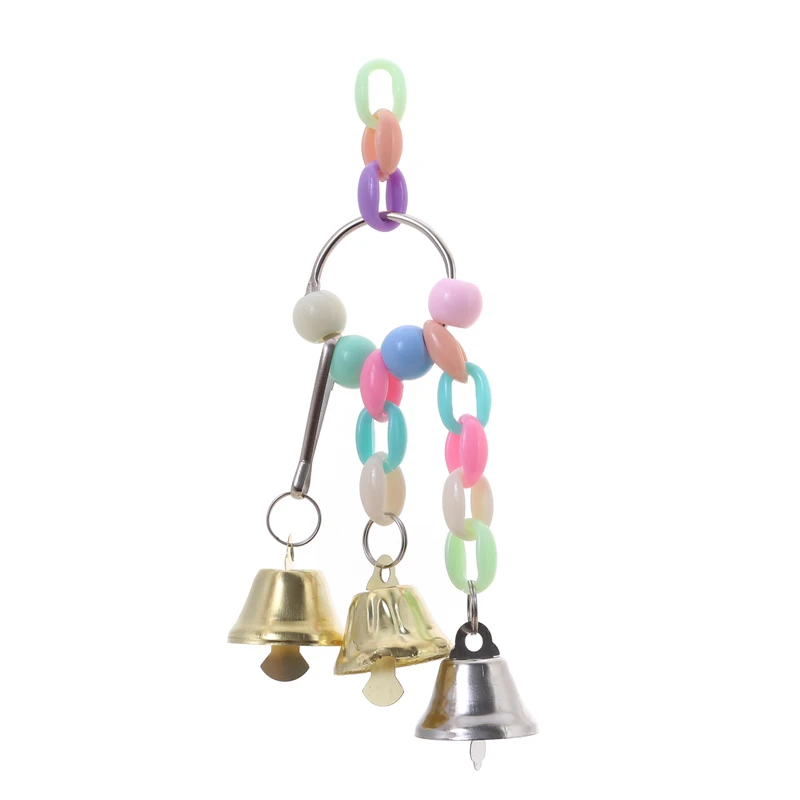 5Pcs Parrot Bite Toy Bird Ring Bell Parrot Hanging Swing Chain Toy Parakeet Chew Swings With Hanging Bells Bird Accessories