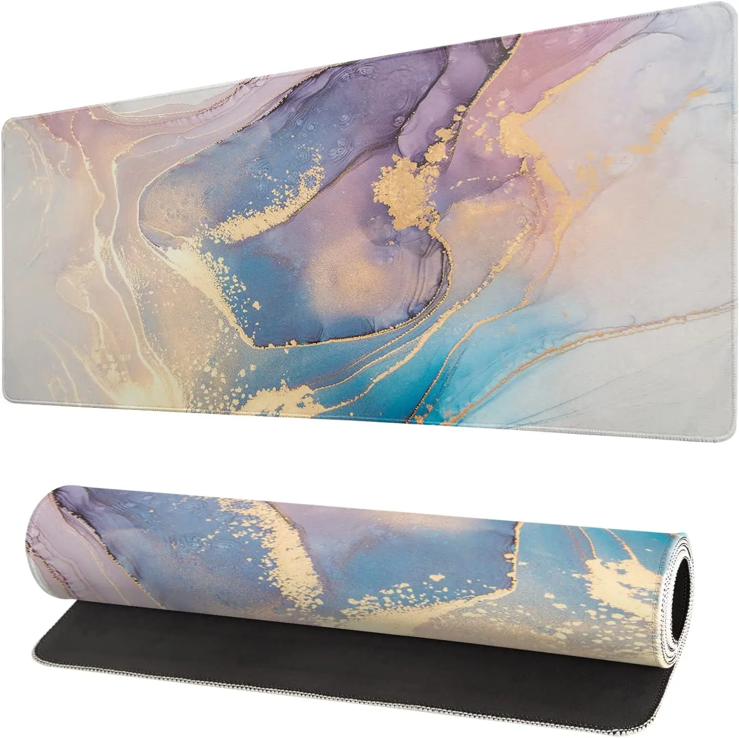 

Abstract Marble Texture Extended Mouse Pad 31.5x11.8 Inch Blue Purple Desk Marble Mousepad Extended Large Non-Slip Rubber Base