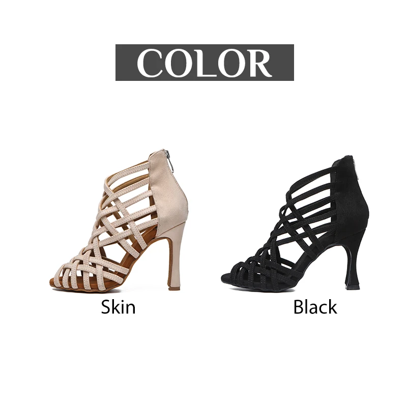 DKZSYIM Women Latin Dance Boots High Top Ballroom Dance Shoes Ladies Girls Soft Soles Tango/Salsa Dance Shoes High Heels 5-10CM 3
