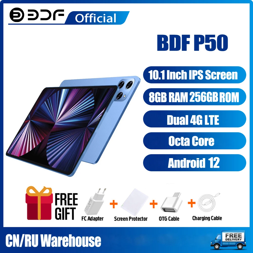 

New 10.1 Inch Tablets Android 12 Octa Core 8GB RAM 256GB ROM Dual 4G LTE Phone Call GPS Bluetooth WiFi Google Tablet PC