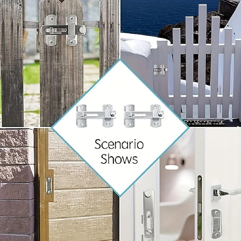 2 Sets of Door Latch Locks, 90 Degree Rotating Anti-theft Locks, Household Pet Locks, Sliding Door Locks with Anti-theft Pins