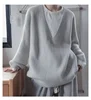 ZZ139 2024 Solid Color Simple Retro Lazy Wind Sweater Autumn and Winter Loose V-neck Versatile Trend Knitted Sweater Top 4