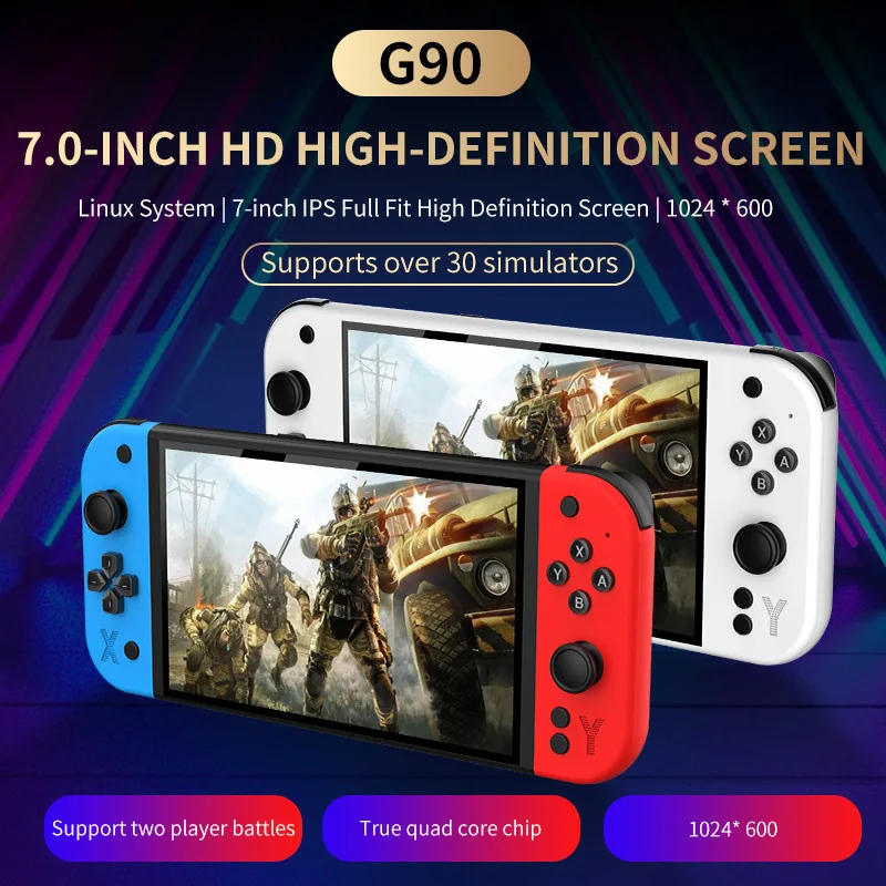 جهاز ألعاب محمول G90 بشاشة 7 بوصة IPS للألعاب الكلاسيكية