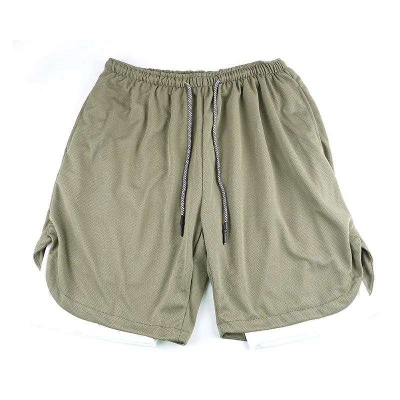 Summer Men's Beach Pants Casual Large Size Double Layer False Two Piece Shorts Sports Fitness Middle Pants Tide