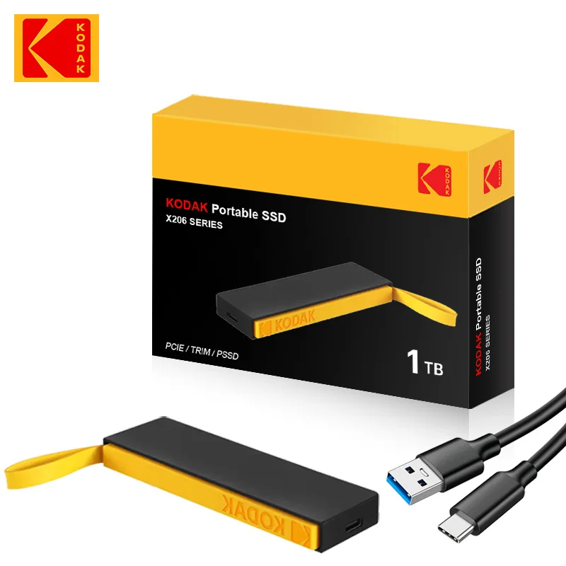 KODAK X206 1 ТБ Зовнішній SSD Жорсткий диск Flash USB 3.2 1000 Мбіт/с Портативний SSD 128 ГБ 256 ГБ 512 ГБ Mini PSSD для ноутбука PS5 Xbox