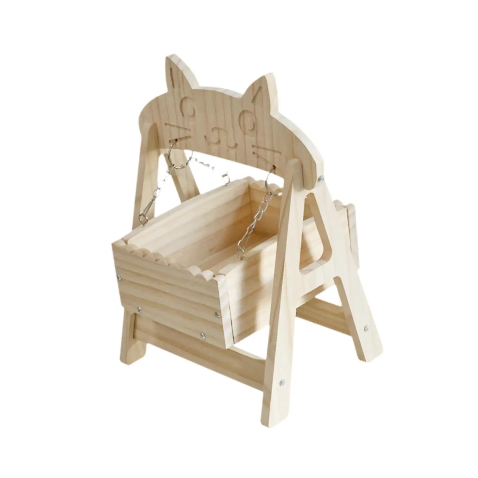 Indoor Chinchilla Swing House Hut Ledge for Hamster Cage Wooden Bed and Small Animal Platform