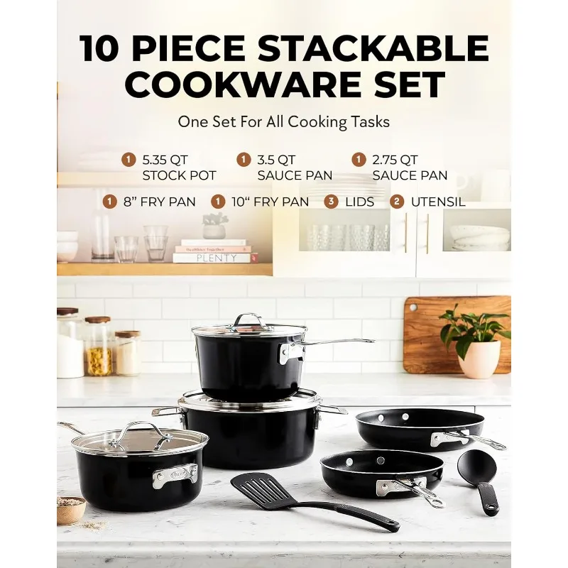 Gotham Steel Stackmaster 3 Piece Stackable Cookware Set