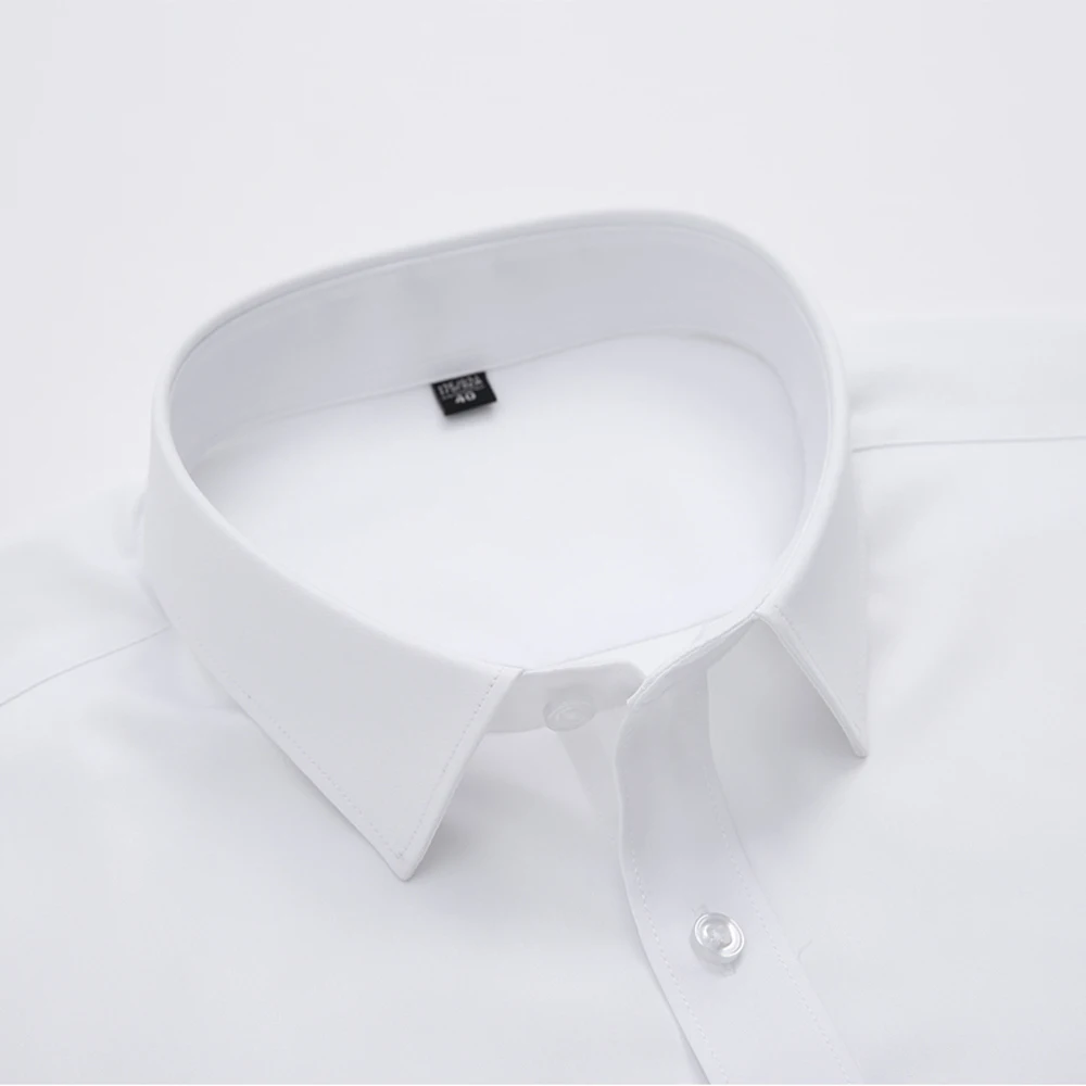 Men's Casual Stretchy Bamboo-fiber Long Sleeve Dress Shirts Without Pocket Standard-fit Formal Business Office Easy Care Shirt