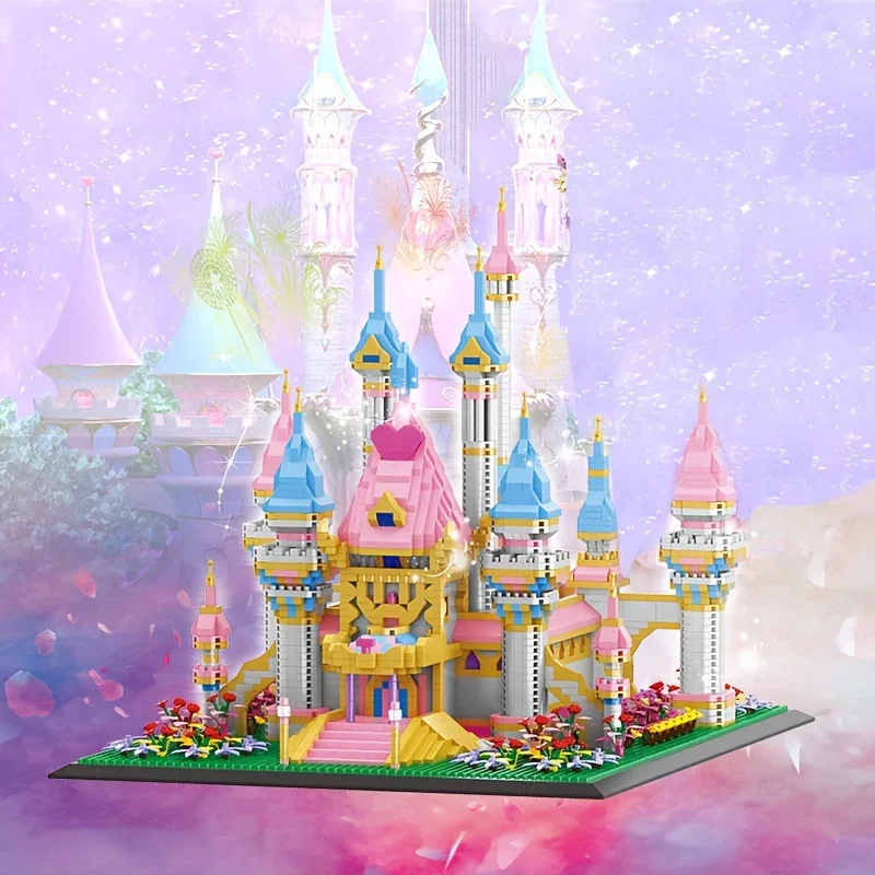 

5543PCS Pink Castle Building Blocks Dream Princess Castle Model Assembly Bricks Desktop Decoration Toy For Kids Holiday Gifts